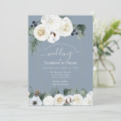 Invitation Elégant moderne Dusty Blue et Mariage vert Sage (Debout devant)