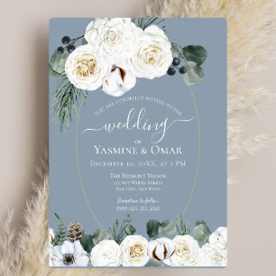 Invitation Elégant moderne Dusty Blue et Mariage vert Sage