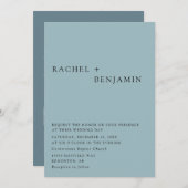 Invitation Elégant moderne Dusty Blue Mariage 2 Côté QR Code (Devant / Derrière)