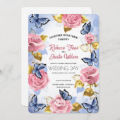 Invitation Élégant Moderne Dusty Rose Rose Floral (Devant / Derrière)