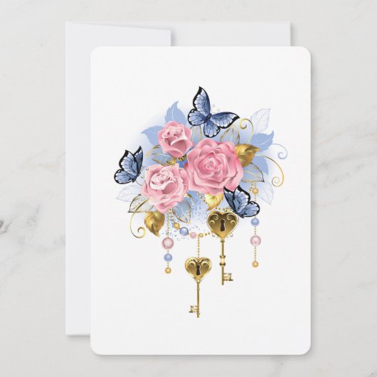 Invitation Élégant Moderne Dusty Rose Rose Floral (Dos)