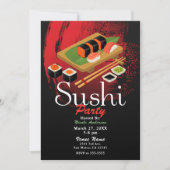 Invitation Élégant Moderne Élégant Événement de Sushi Noir et (Devant)