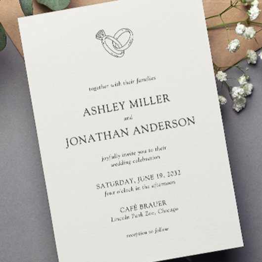 Invitation Élégant Moderne Éléments simples Mariage