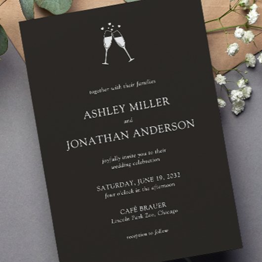 Invitation Élégant Moderne Éléments simples Mariage