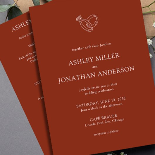 Invitation Élégant Moderne Éléments simples Mariage tout-en-u