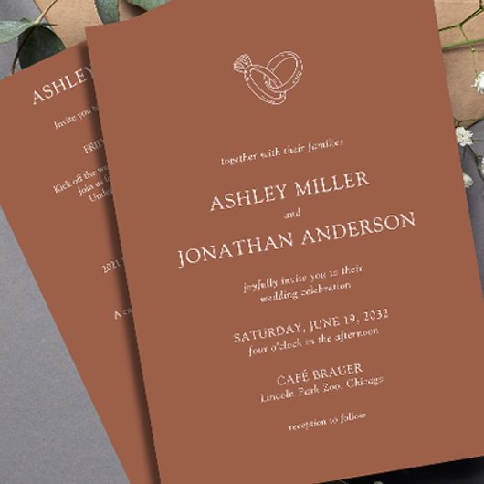 Invitation Élégant Moderne Éléments simples Mariage tout-en-u