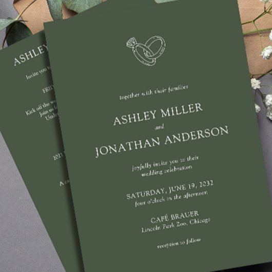 Invitation Élégant Moderne Éléments simples Mariage tout-en-u