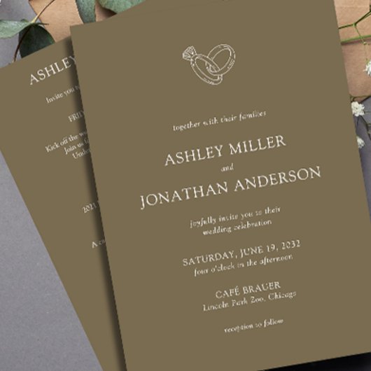 Invitation Élégant Moderne Éléments simples Mariage tout-en-u