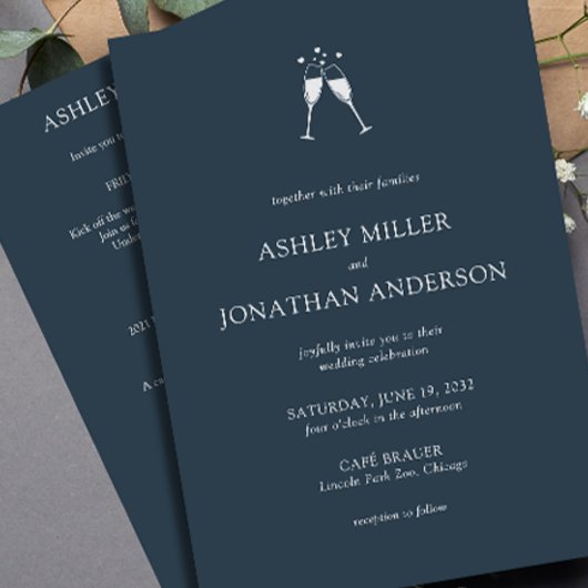 Invitation Élégant Moderne Éléments simples Mariage tout-en-u