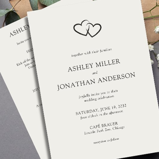 Invitation Élégant Moderne Éléments simples Mariage tout-en-u