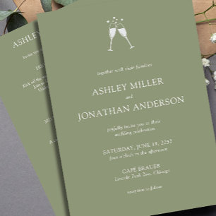 Invitation Élégant Moderne Éléments simples Mariage tout-en-u