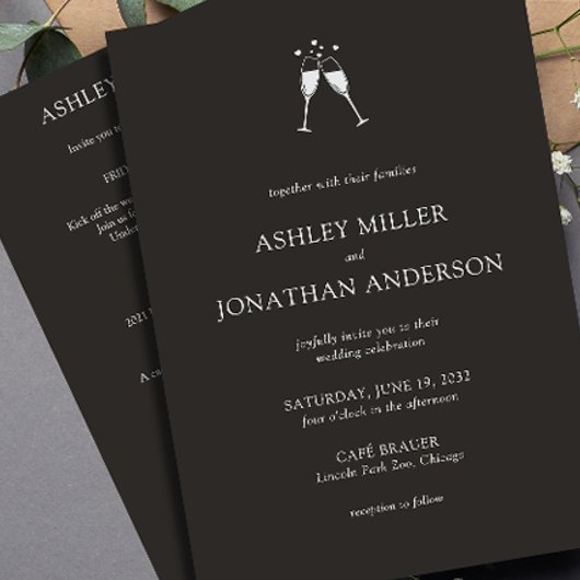 Invitation Élégant Moderne Éléments simples Mariage tout-en-u