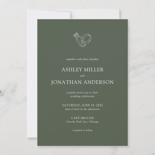 Invitation Élégant Moderne Éléments simples Mariage tout-en-u (Devant)