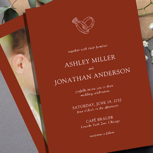 Invitation Élégant Moderne Éléments simples Photo Mariage