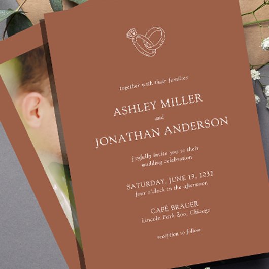 Invitation Élégant Moderne Éléments simples Photo Mariage