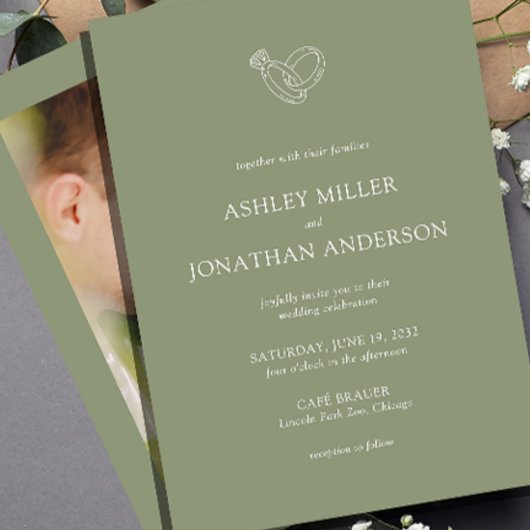 Invitation Élégant Moderne Éléments simples Photo Mariage