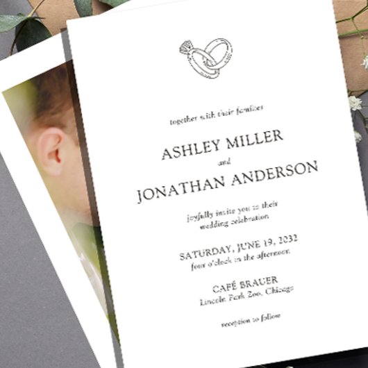 Invitation Élégant Moderne Éléments simples Photo Mariage
