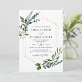 Invitation Elégant moderne Eucalyptus Verdure Mariage Or (Debout devant)