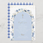 Invitation Élégant Moderne Fleurs Aquarelles Baptême (Devant / Derrière)