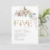 Invitation Elégant Moderne Fleurs aquarelles de cinq ans Ba (Debout devant)