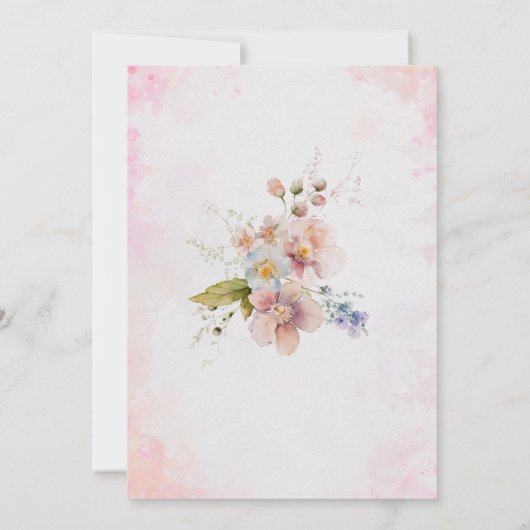 Invitation Elégant Moderne Fleurs Aquarelles Oh Baby Baby Sho (Dos)