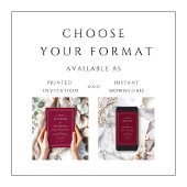 Invitation Élégant moderne Formal Bourgogne Mariage rouge