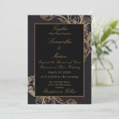 Invitation Elegant moderne Gold Faux metal Floral Wedding (Debout devant)