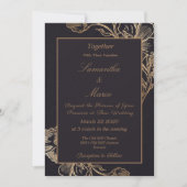 Invitation Elegant moderne Gold Faux metal Floral Wedding (Devant)