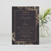 Invitation Elegant moderne Gold Faux metal Floral Wedding (Debout devant)