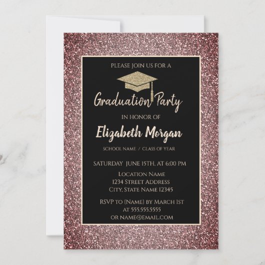 Invitation Elégant moderne Gold Tiara Red Parties scintillant (Devant)