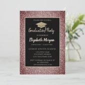 Invitation Elégant moderne Gold Tiara Red Parties scintillant (Debout devant)