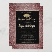 Invitation Elégant moderne Gold Tiara Red Parties scintillant (Devant / Derrière)