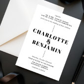 Invitation Élégant moderne Gras Mariage noir et blanc