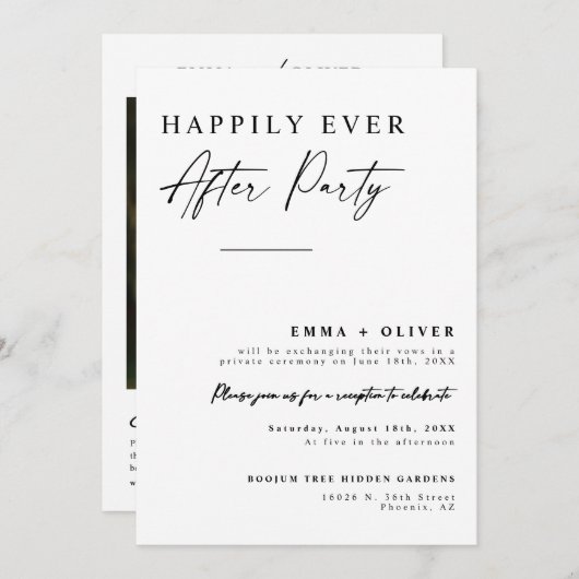 Invitation Elégant Moderne Heureux Jamais Après QR Code Photo (Devant / Derrière)