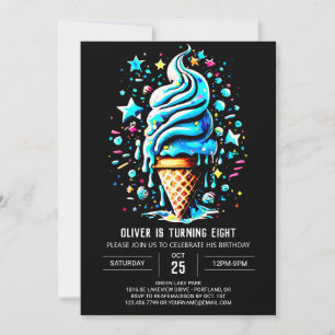 Invitation Elégant moderne imprimable Garçon Crème glacée Ann