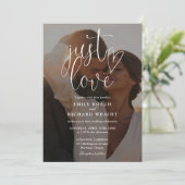 Invitation Élégant Moderne Juste Amour Script Mariage photo (Debout devant)