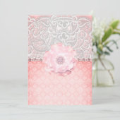 INVITATION ÉLÉGANT & MODERNE LACE DIAMOND PEACH MARIAGE (Debout devant)