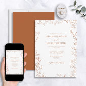 Invitation Élégant Moderne Léger Feuille Brûlé Mariage orange