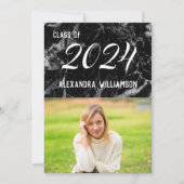 Invitation Élégant moderne Marbre noir photo Graduation (Devant)