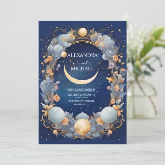 Invitation Élégant, moderne Mariage de constellations céleste (Debout devant)