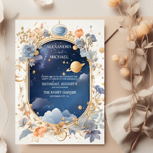 Invitation Élégant, moderne Mariage de constellations céleste