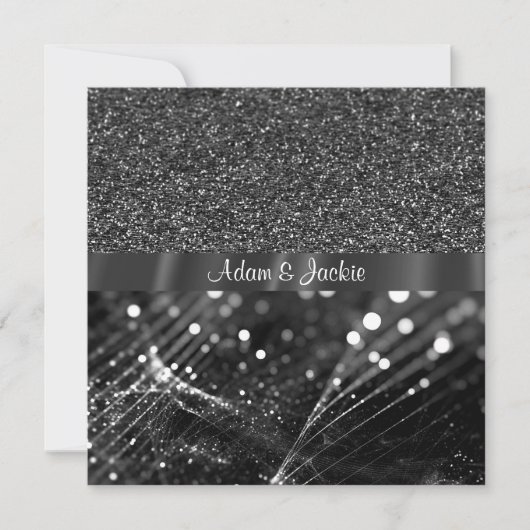 Invitation ÉLÉGANT & MODERNE MARIAGE SPLIT noir et blanc (Devant)