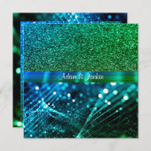 Invitation ÉLÉGANT & MODERNE MARIAGE SPLIT ROYAL bleu vert (Devant / Derrière)