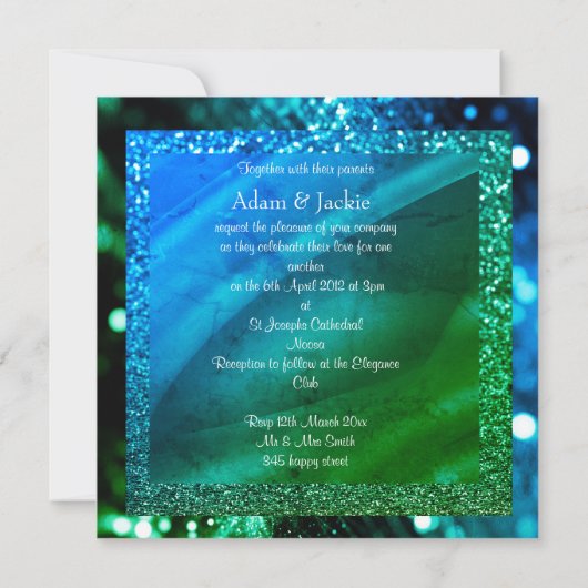 Invitation ÉLÉGANT & MODERNE MARIAGE SPLIT ROYAL bleu vert (Dos)
