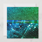 Invitation ÉLÉGANT & MODERNE MARIAGE SPLIT ROYAL bleu vert (Devant)