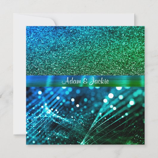 Invitation ÉLÉGANT & MODERNE MARIAGE SPLIT ROYAL bleu vert (Devant)