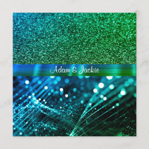 Invitation ÉLÉGANT & MODERNE MARIAGE SPLIT ROYAL bleu vert