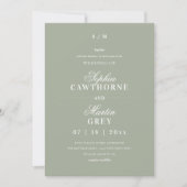 Invitation Élégant Moderne⎮Mariage Vert Sauge (Devant)