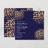Invitation Élégant moderne marine foncé bleu floral Invitatio (Devant / Derrière)