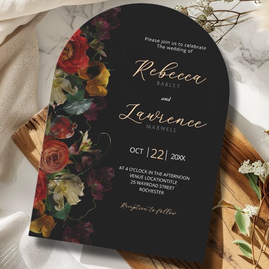 Invitation Élégant moderne moody fleurs mariage